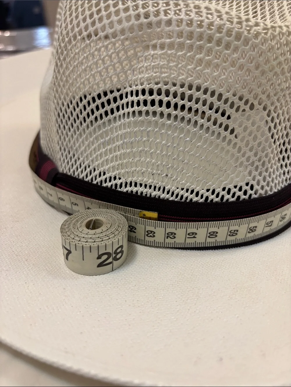 White Mesh Fedora Hat with Contrast Band